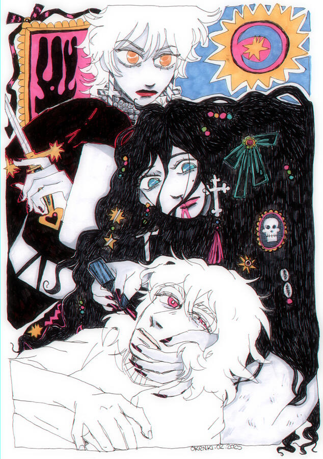 'goths', original art, markers, 2025